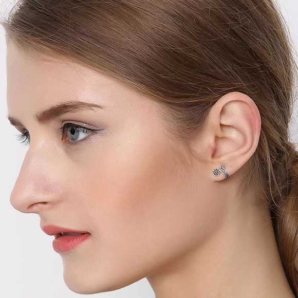 Sterling Silver Snail Ear Cuff Earrings - Picture 3 of 6